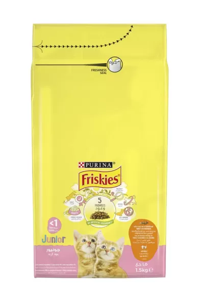 Purina Friskies Junior chicken, milk & vegetables dry cat food - 1.5kg