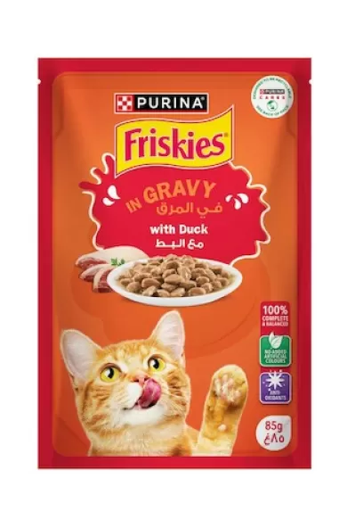 Purina Friskies Duck Chunks in Gravy Dry Cat Food Pouch - 85g