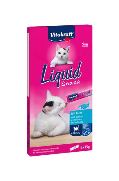 VITAKRAFT CAT LIQUID SNACK SALMON & OMEGA 6X15G
