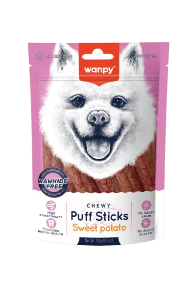 Wanpy Dog Chewy Puff Sticks Sweet Potato 100g*10