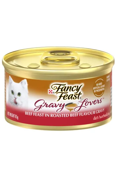 Purina Fancy Feast Gravy Lovers Beef Feast in Roasted Beef Flavour in Gravy Gourmet Cat Food 85g can