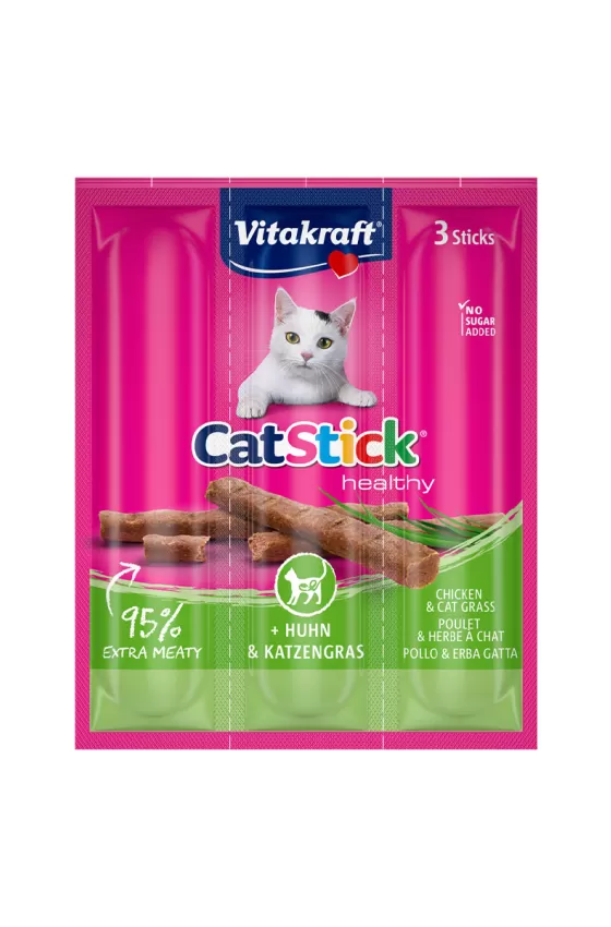 VITAKRAFT CAT STICKS MINI CHICKEN & CAT GRASS