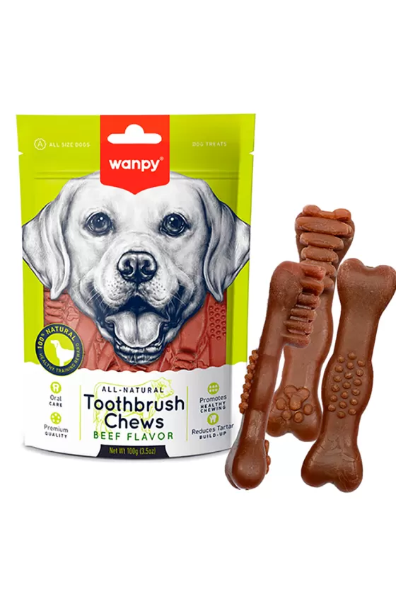 Wanpy Dog Toothbrush Chews Beef Flavor